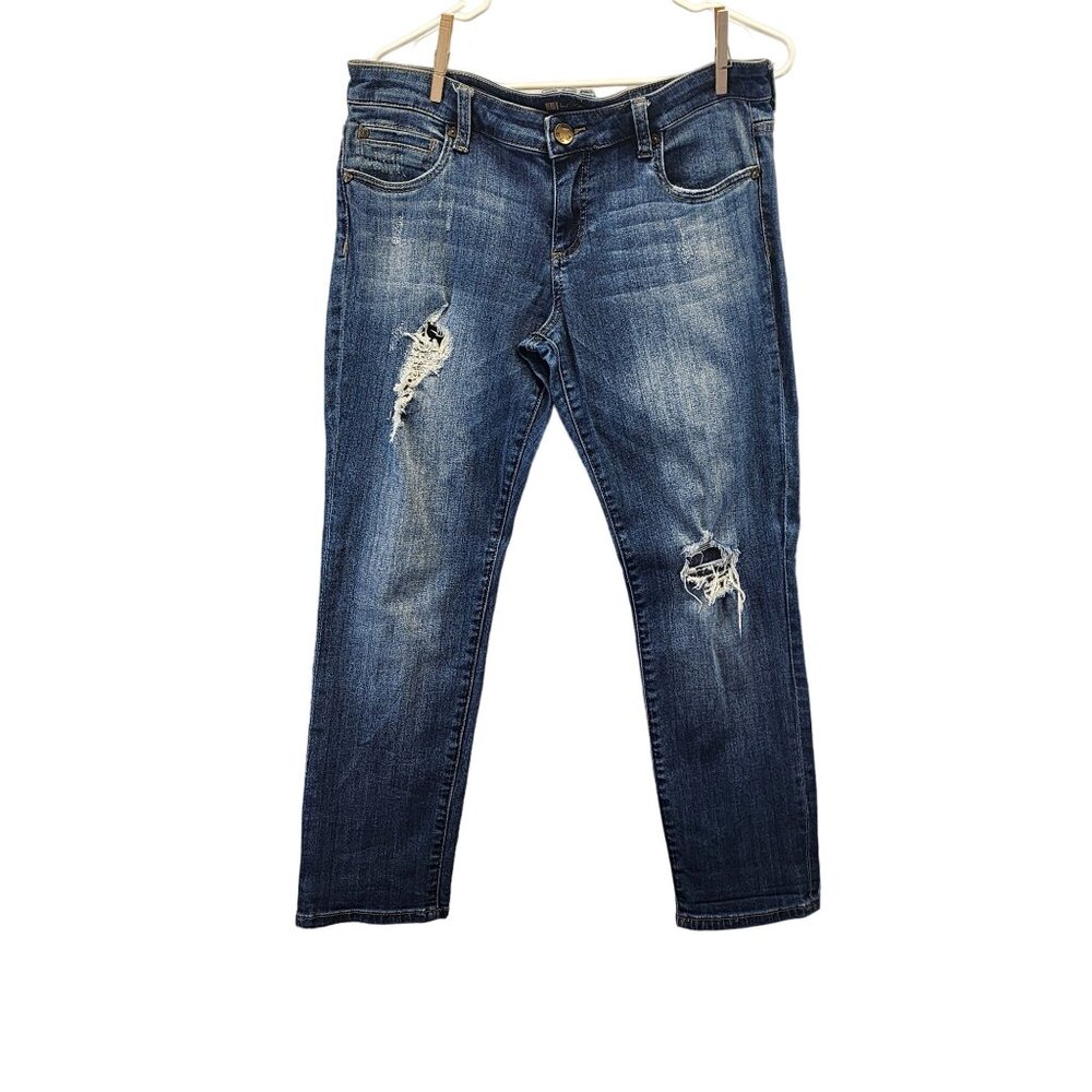 Kut From The Kloth Catherine Boyfriend Petite Jeans Size 8P 99% Cotton Distresse